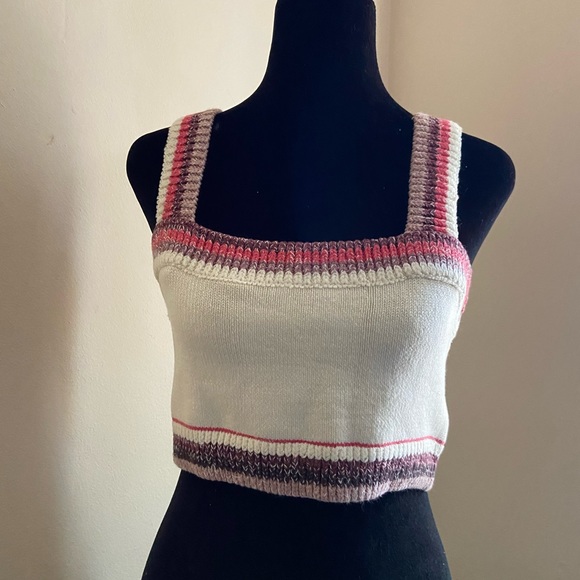 NWT Free People In the Sun Brami cropped tank top Ivory berry combo M - Picture 2 of 8